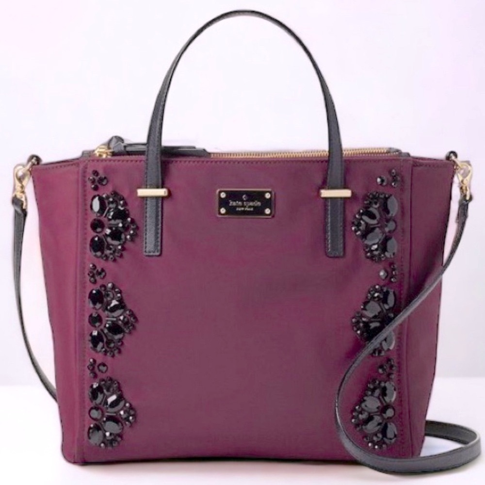 KATE SPADE ♠️ New York 💜Alyse💜 DEEP PLUM WILSON ROAD EMBELLISHED BAG 🌟NWT🌟